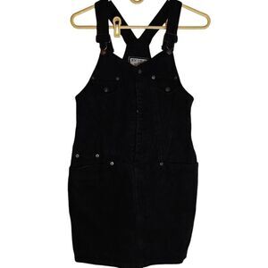 Extra Blues Junior Black Denim Pinafore Overall Dress